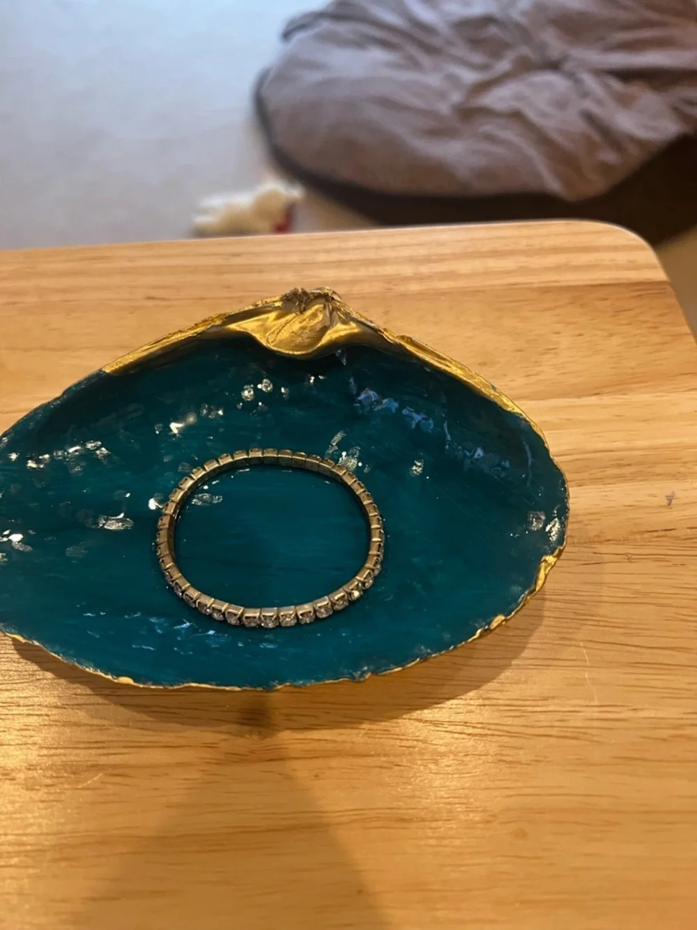 Teal & Gold Shell Trinket Dish – Coastal Decor 🌊✨